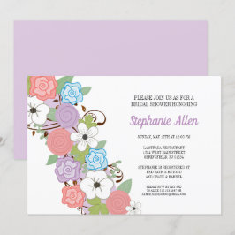 Invitación Ducha Morada Floral Bridal