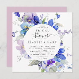Invitación Ducha morada floral de primavera de Lilac azul púr