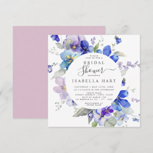 Invitación Ducha morada floral de primavera de Lilac azul púr
