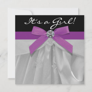 Invitación Ducha morada y negra para niñas