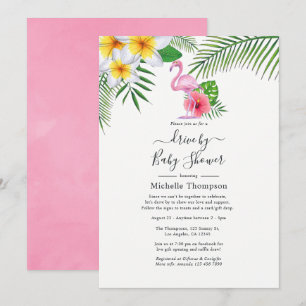 Invitación Ducha Móvil de Flamenco Rosa Tropical