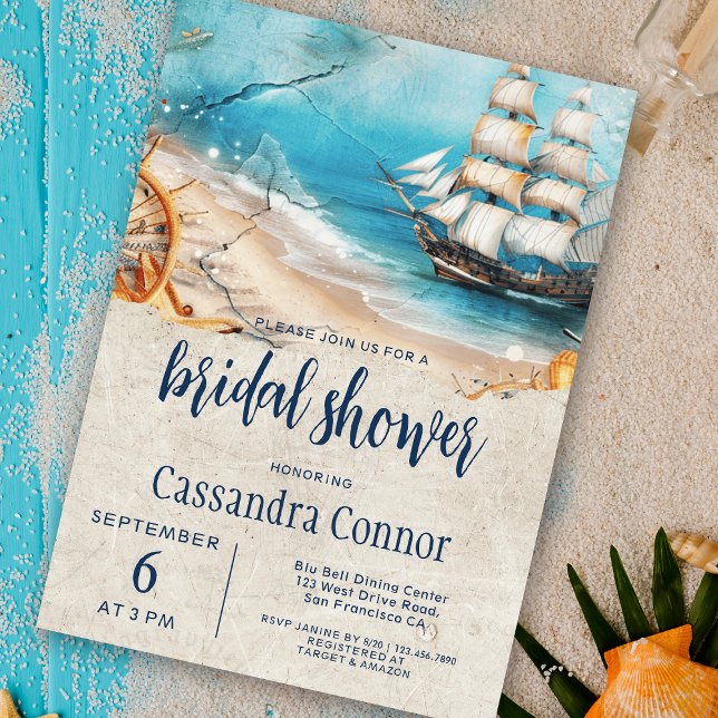 Invitación Ducha Náutica Marítima Costa Beach Bridal (Subido por el creador)