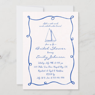 Invitación Ducha Náutica Nautical Bridal Con Mano Retro