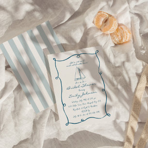 Invitación Ducha Náutica Nautical Bridal Con Mano Retro