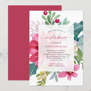 Invitación Ducha navidad de parejas de vacaciones   Floral br