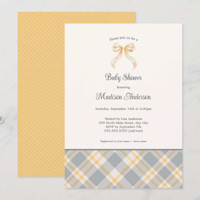 Invitación Ducha neutra de bebé de Cinta Plaid Fall (Anverso / Reverso)