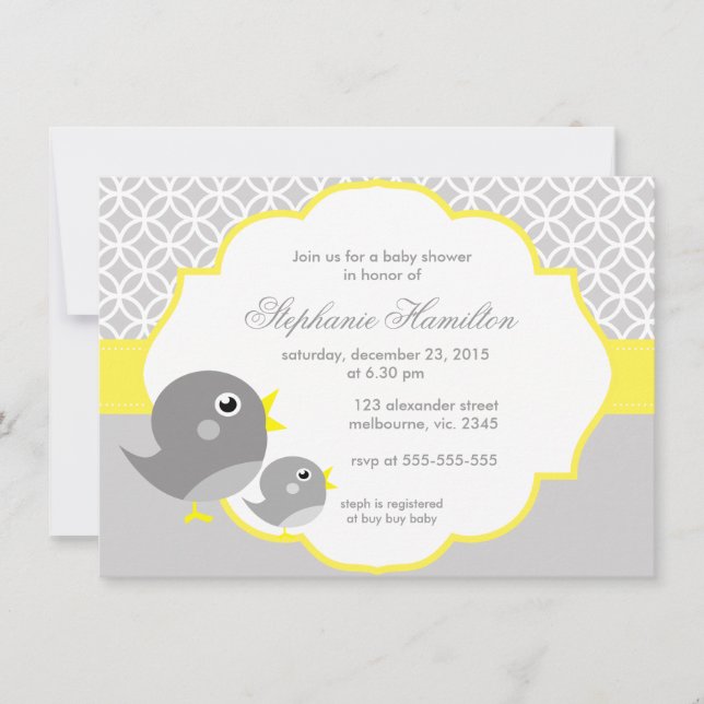 Invitación Ducha neutra de limón gris (Anverso)