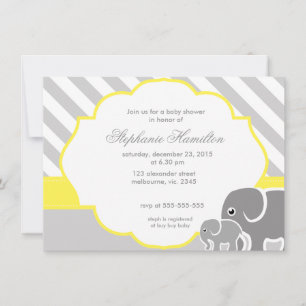 Invitación Ducha neutra de limón para elefantes grises