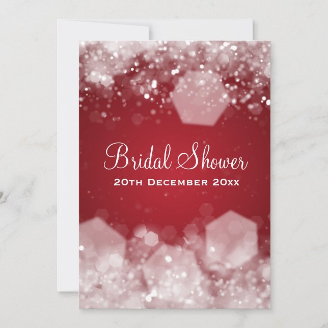 Invitación Ducha Noche Rojo Elegante De Novias, 5x7 (Anverso)
