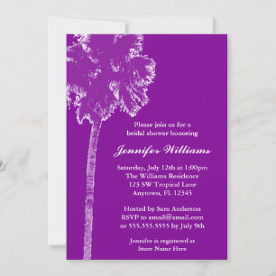 Invitación Ducha nórdica púrpura de palmera moderna