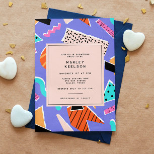Invitación Ducha nostálgica retro geométrica de novias de los