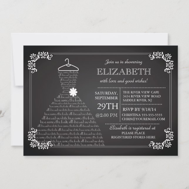 Invitación Ducha Noviana con vestimenta Boda moderno (Anverso)