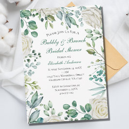 Invitación Ducha nudista botánica de eucalipto floral blanca