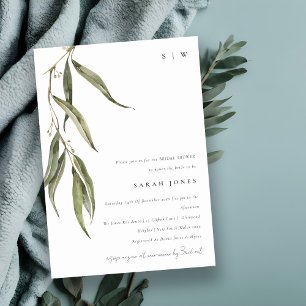 Invitación Ducha nudista botánica simple eucalipto