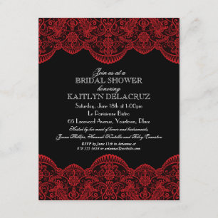Invitación Ducha nupcial 2 del cordón rojo escarpado