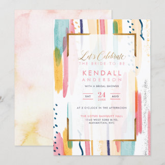 Invitación Ducha nupcial abstracta de Moda azul pintada Memph