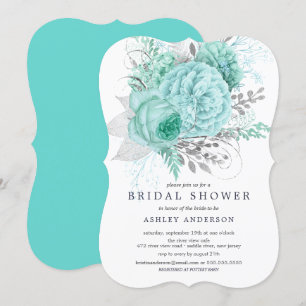 Invitación Ducha nupcial acuática y plateada