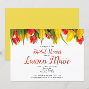Invitación Ducha nupcial amarilla roja de los tulipanes
