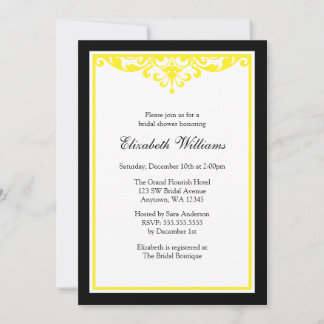 Invitación Ducha nupcial amarilla y negra