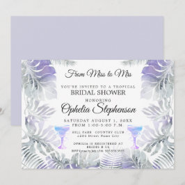 Invitación Ducha nupcial Ametista Agua Leafy Tropical