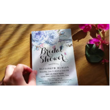 Ducha nupcial Azul acuarela Boho Floral Fethers