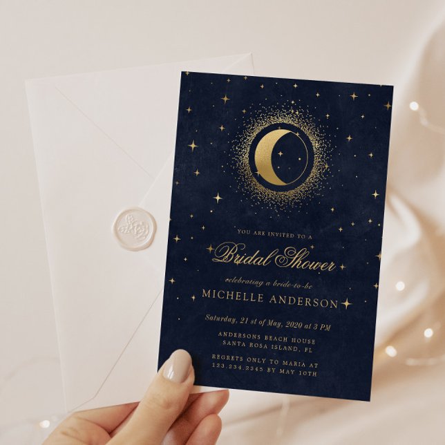 Invitación Ducha nupcial azul celestial de medianoche (Subido por el creador)
