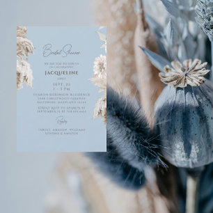 Invitación Ducha nupcial azul cielo blanca Floral