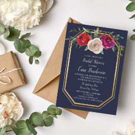 Invitación Ducha nupcial azul de la Marina Floral Radiante