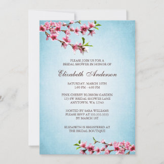 Invitación Ducha nupcial azul del vintage rosado de las