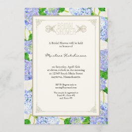 Invitación Ducha nupcial Azul Hydrangea Lace Floral Formal