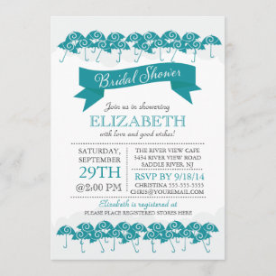 Invitación Ducha nupcial azul moderna