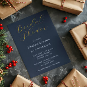 Invitación Ducha nupcial azul opulenta