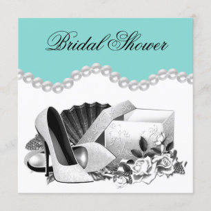 Invitación Ducha nupcial azul Pearl verde azulada