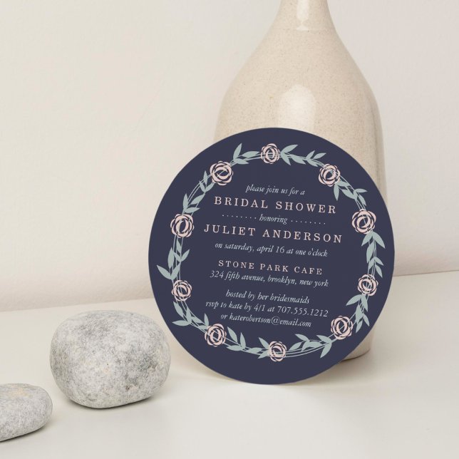 Invitación Ducha nupcial azul, rosa Rubor y sabia (Subido por el creador)