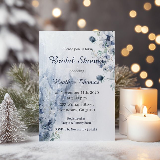 Invitación Ducha nupcial azul y deslizante de invierno (Subido por el creador)