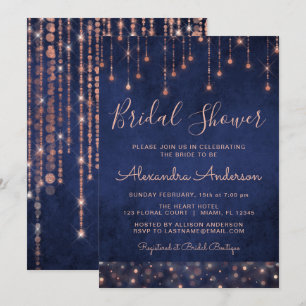 Invitación Ducha nupcial azul y Rosa