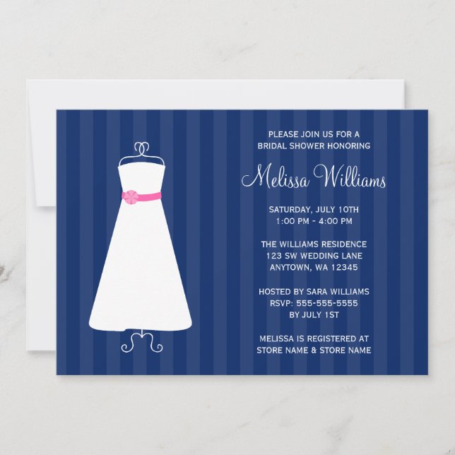 Invitación Ducha nupcial azul y rosa de la marina moderna (Anverso)