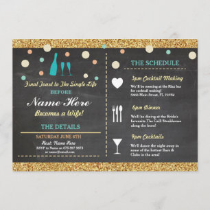 Invitación Ducha nupcial Bachelorette Purpurina Itinerary Blu