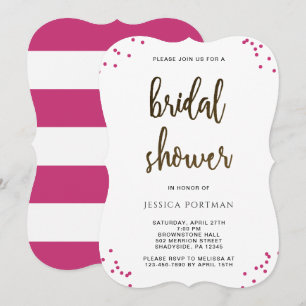 Invitación Ducha nupcial Bandas modernas de color rosa y blan