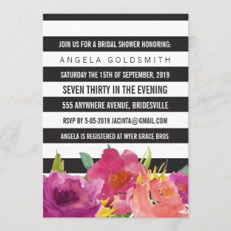 Invitación Ducha nupcial Bandas negras y blancas