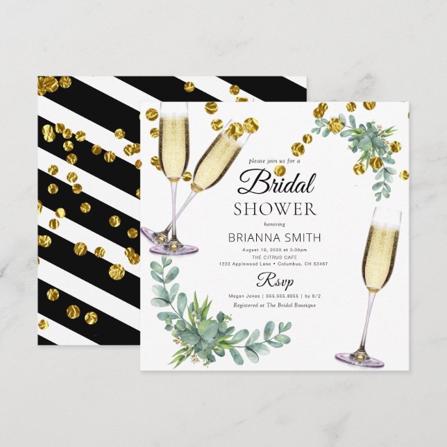 Invitación Ducha nupcial básica de eucalipto verde (Anverso / Reverso)