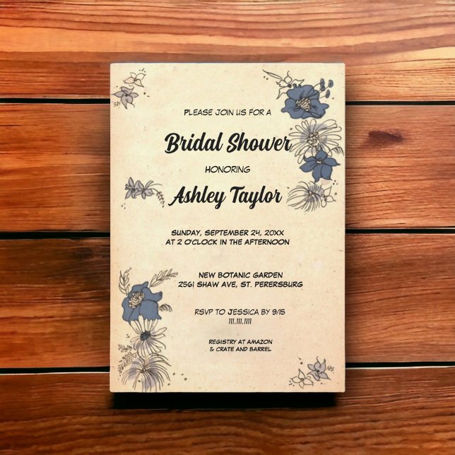 Invitación Ducha nupcial bbotánica vintage (Subido por el creador)