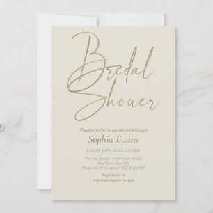 Invitación Ducha nupcial blanca Ash de plata dorada minimalis