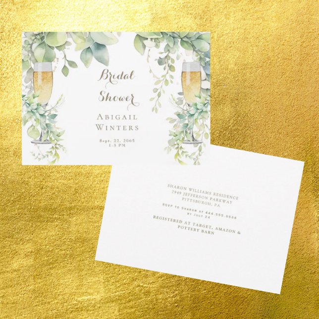 Invitación Ducha nupcial blanca con champagne botánico (Subido por el creador)
