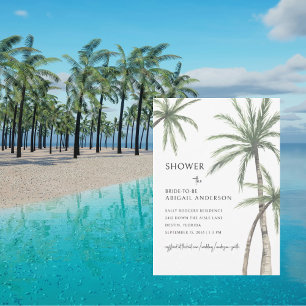 Invitación Ducha nupcial blanca de árbol de palmas