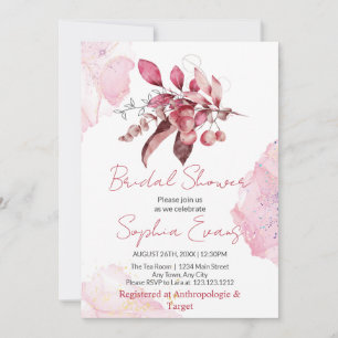 Invitación Ducha nupcial blanca de Boho Red Berries y Greener