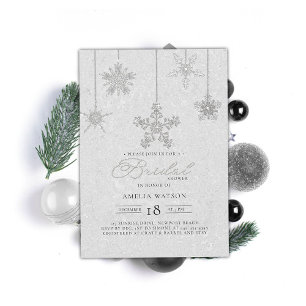 Invitación Ducha nupcial blanca de invierno con copas de niev