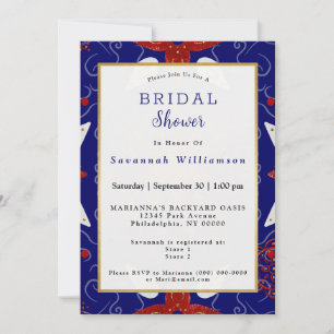 Invitación Ducha nupcial blanca de oro rojo nórdico