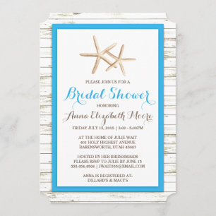 Invitación Ducha nupcial blanqueada estrellas de mar de la
