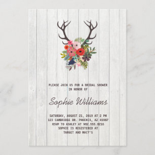 Invitación Ducha nupcial bohemia de las astas y de las flores